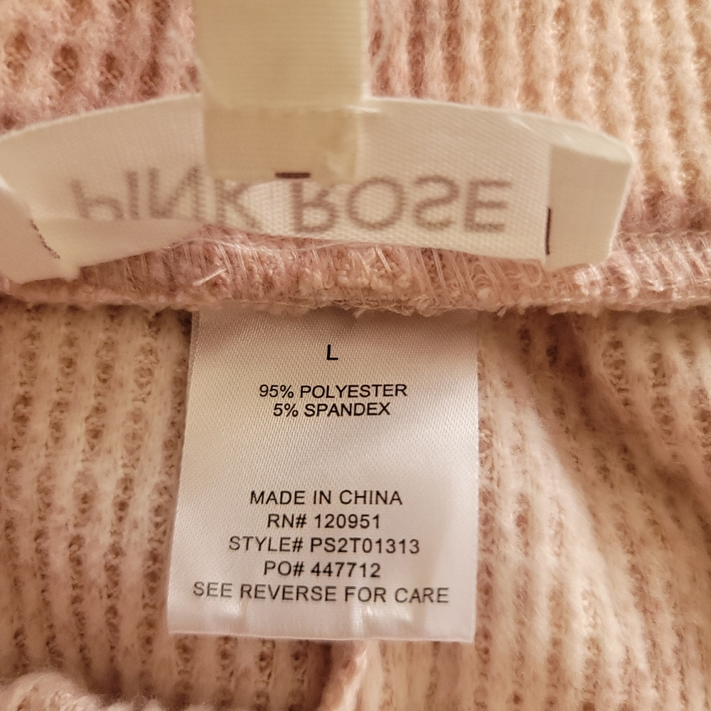 Pink Rose Pajama Set Womens L Large Pink Long Sleeve Top Pant Bottoms - Picture 9 of 9